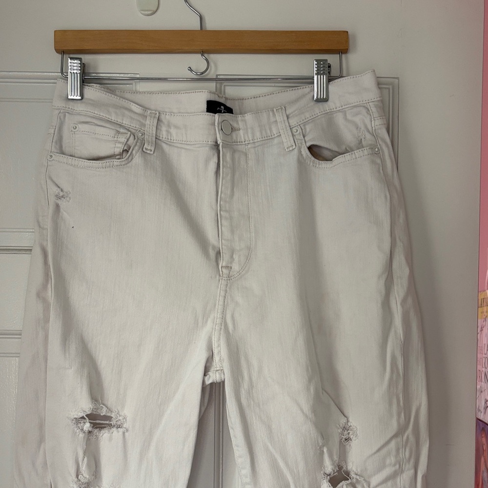 7 For All Mankind White Distressed Women's Jeans
